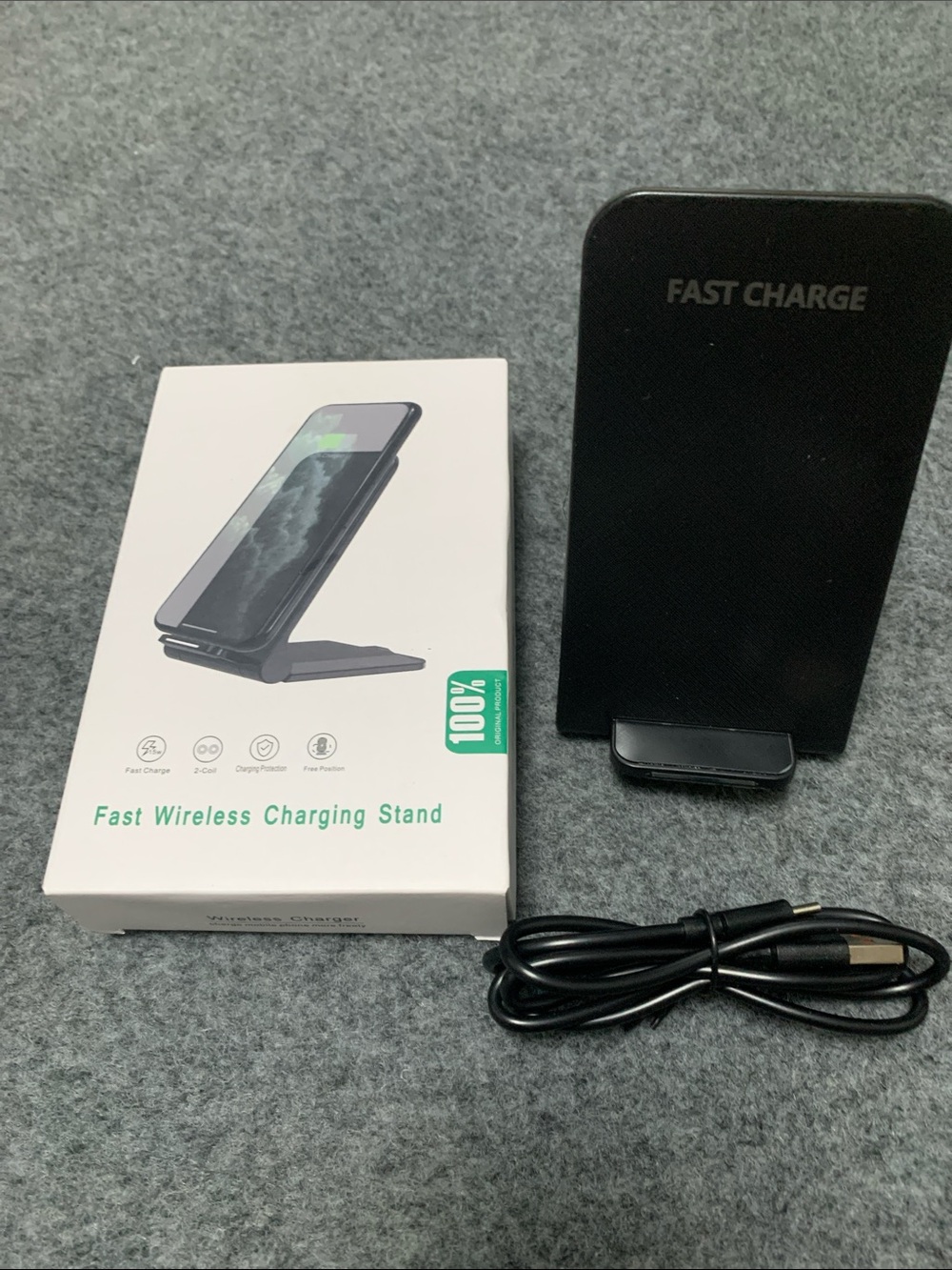 15W Dual-coil foldable wireless Fast Wireless Charging Stand - Black